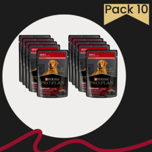Purina Pro Plan perro adulto carne en salsa paquete de 10