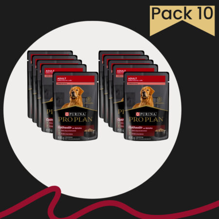 Purina Pro Plan perro adulto carne en salsa paquete de 10